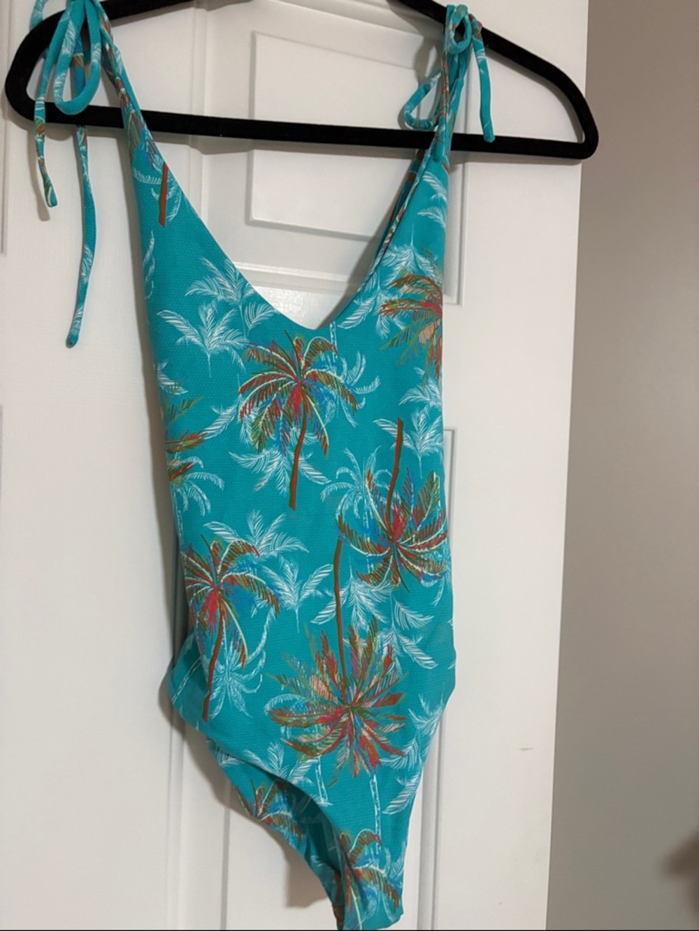 Turquoise Palm-Print One-Piece Swimsuit